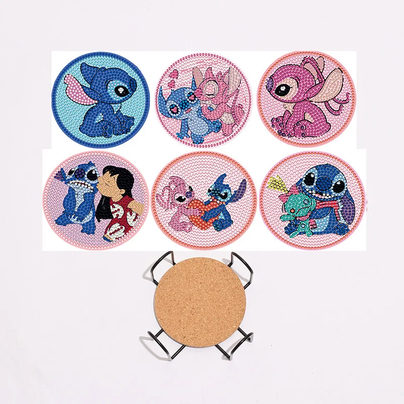 Diamond Painting Coasters | DIY Dot Cartoon Pattern Drink Coasters with Acrylic Cork Bottom diamond painting kit from YLJ Art Shop