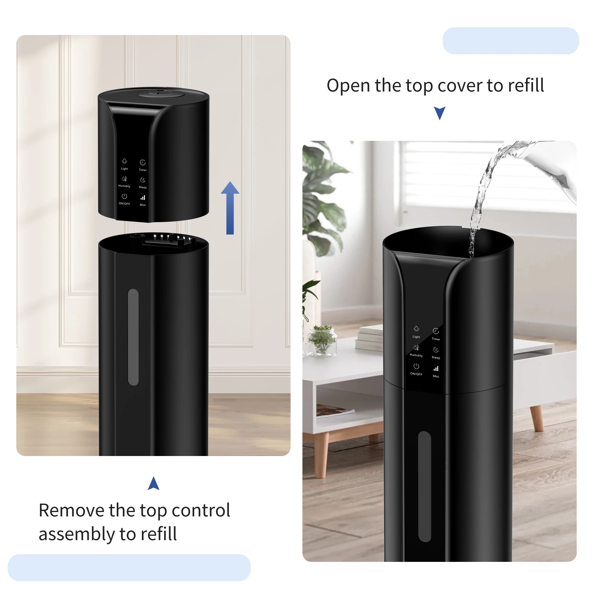 SEJOY Humidifiers for Bedroom Large Room, 9L/2.4Gal Cool Mist Top Fill Humidifier with Essential Oil 360°Nozzle for Baby Office 5