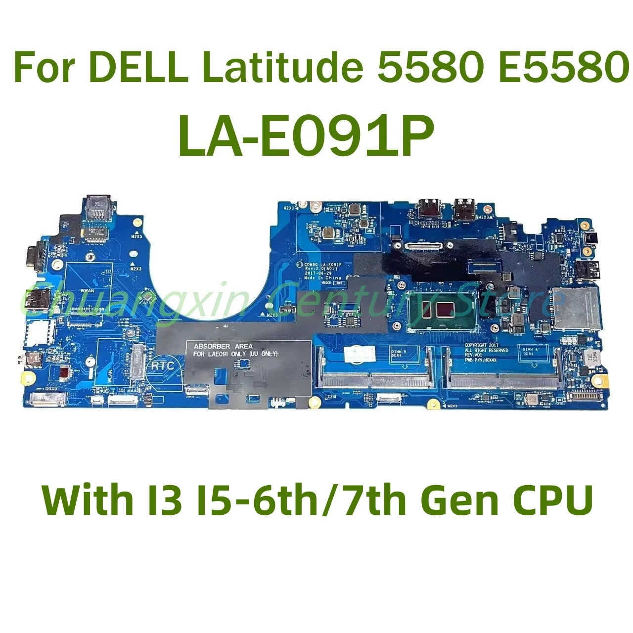 

For DELL Latitude 5580 E5580 Laptop motherboard LA-E091P with I3 I5-6th/7th Gen CPU 100% Tested Fully Work