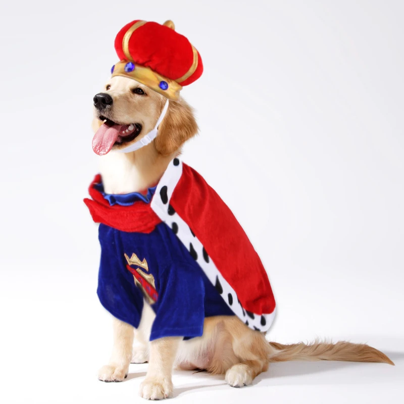 

Dog King Cloak Costume with Crown Cap,Pet Suit,Prince Apparel,Cat Hoodies,Puupy Clothes,French Bulldog,Chihuahua,Autumn, Winter