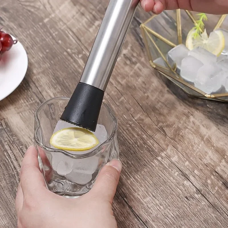 Stainless Steel Crushed Ice Hammer Lemon Cocktail Popsicle Sticks Wine Mixing Stick Cocktail Muddler Shaker with Crushing Hammer