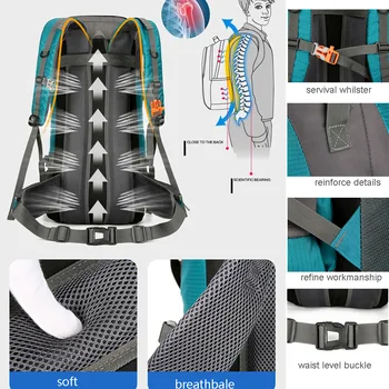 70L Nylon Camping Backpack Travel Bag With Rain Cover Outdoor Hiking Daypack Mountaineering Backpack Men Shoulder Bags Luggage 2