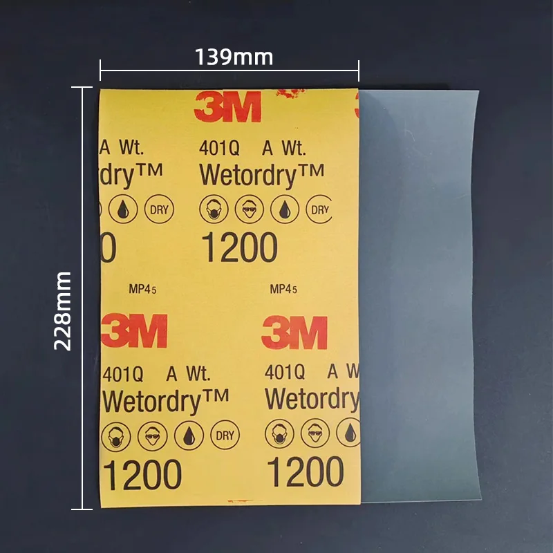 Sandpaper 139mm*228mm 1200 Mesh Silicon Carbide Grinding Car Polishing Paint Primer Coating Abrasive 3M 401Q