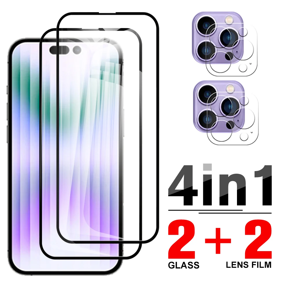 Custodia In Vetro Temperato 4 In1 Per Iphone 14 Pro Pellicola Protettiva Per Obiettivo Della Fotocamera Iphoen Iphone 14 Promax 14Pro Max 14 Plus Vetr