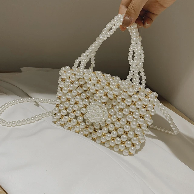 Mini Pearl Bag Elegant Women Handmade Beaded Handbag Ladies