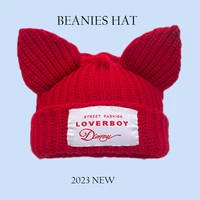 Новинка 2023, длинная шапка с лисьими ушками, шапки Skullies, женские милые кроличьи уши, вязаная крючком шапка, мужская зимняя теплая шапка в стиле хип-хоп, рождественский подарок — изображение 4