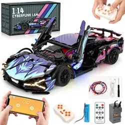 LED Lights Remote Control Race Car Building Block Set - Supercar Collectible Toy for Kids & Adults, Perfect Birthday Gift (LED RC CAR)