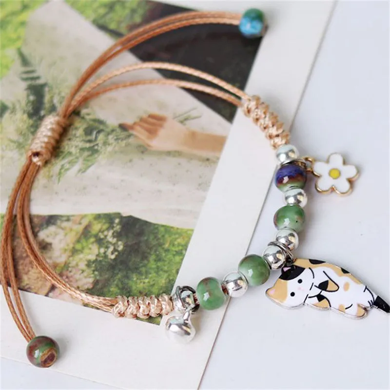 Bracelet Jewelry Cute Cartoon Animal Cat Rabbit Flower Bracelet for Girl Women Men Fashion Charm Student Friendship Bracelets