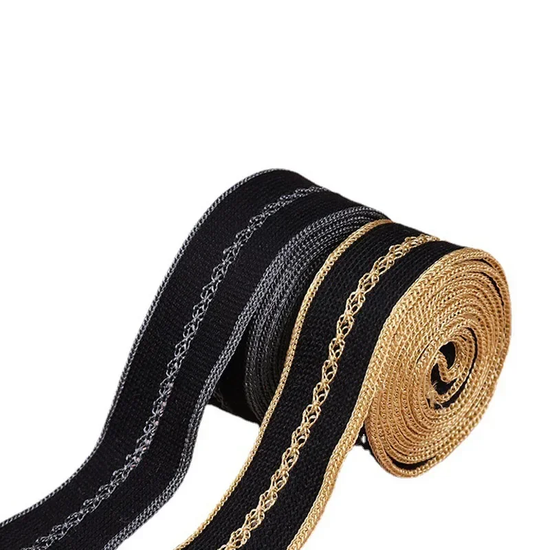 5 Yards Cotton Knitted Mercerized Ribbon 20mm Decoration Trim Silver Gold for Pant Tops Skirt Garment Sewing Accessories