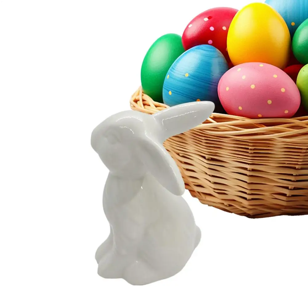 Osterhase Keramik Figuren Porzellan Urlaub Kaninchen Dekoration Skulptur Osterhase Skulptur Schreibtisch Ornament zum Essen – Detail 7
