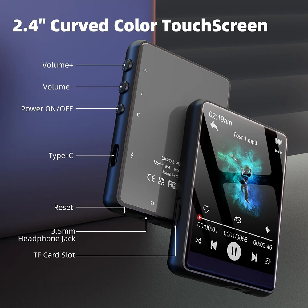 Camera MP3 MP4 Player Lossless Music Player Full Touch Screen Bluetooth5.4 MP3 Speaker Support FM Radio Recording E-Book mp4 player music player mini media player