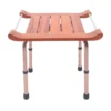 Folding Shower Seat, Adjustable Height, 300lbs Capacity, Waterproof Teak Wood, Non-Slip Legs 4