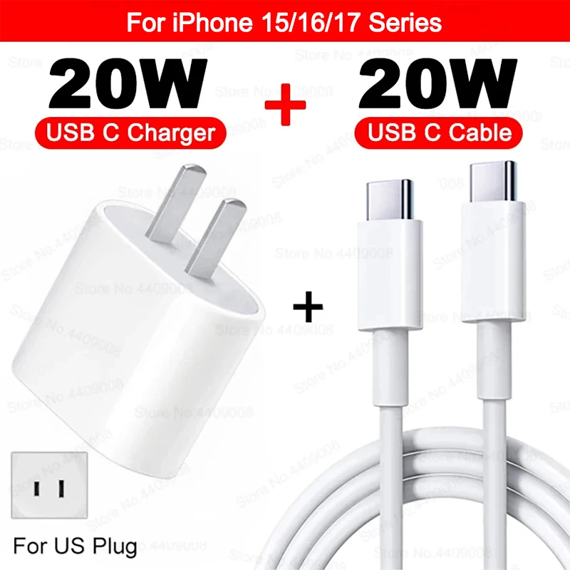 ตัวเลือกสินค้า เครื่องชาร์จ USB-C 20W ชาร์จเร็ว PD สำหรับ iPhone 13/14/15 Pro Max