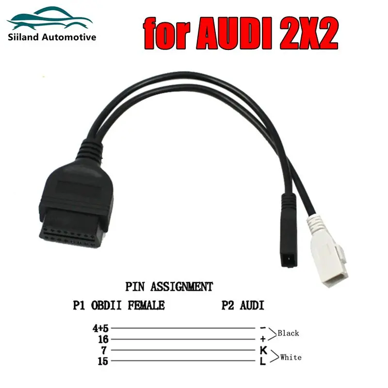 

2P+2P To 16Pin OBD2 Cable for AUDI 2X2 VAG 2pin Adapter Car Diagnostic Cable 2x2P To 16 Pin Female Connector for VAG 409 KKL
