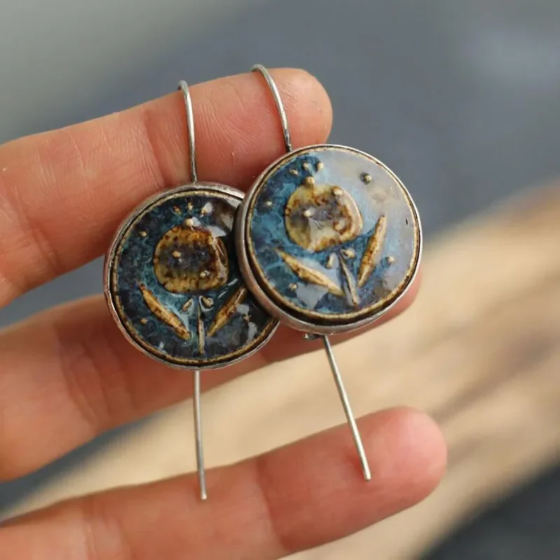 

Westerly Wind Star Moon Earrings Vintage Ethnic Silver Color Metal Carving Pattern Long Dangle Earrings Women Accessories