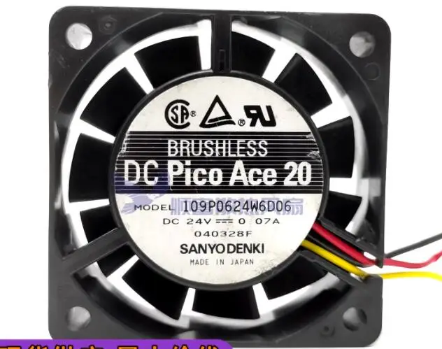 

SANYO DENKI 109P0624W6D06 DC 24V 0.07A 60X60x20mm 3-Wire Server Cooling Fan