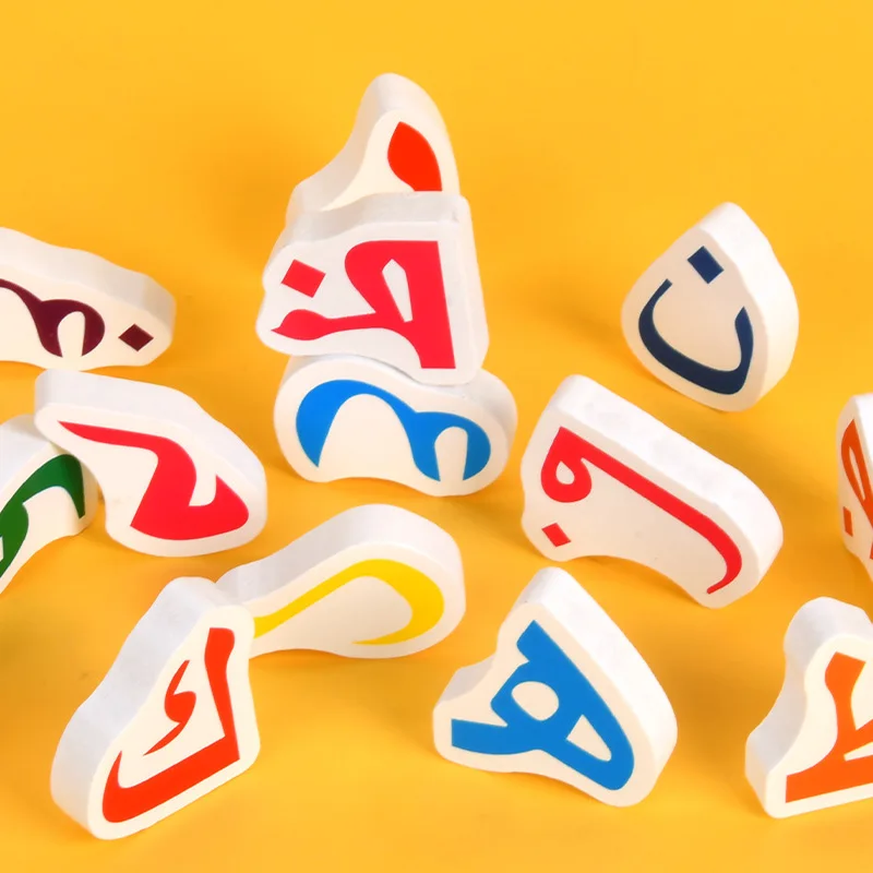Arabic Learning Kids Wood Puzzle Board Wooden Matching Game Language Educational Toys Letters Blocks Match Arabic Teaching Aids 2