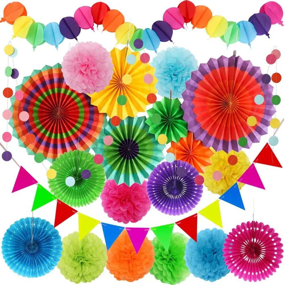 Weihnachts fest Hochzeits szene hängen Ornamente 6 teile/satz Papier Fan Blumen Hochzeit Baby Geburtstags feier Dekor Dekorationen – Detail 16