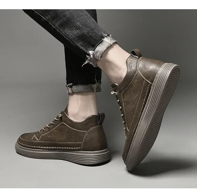 Description Picture 5 of itemGenuine Leather Heightening Shoes Elevator Shoe Height Increase Footwear Men Height Increase Insole 6CM Men Sneakers Skate Shoes