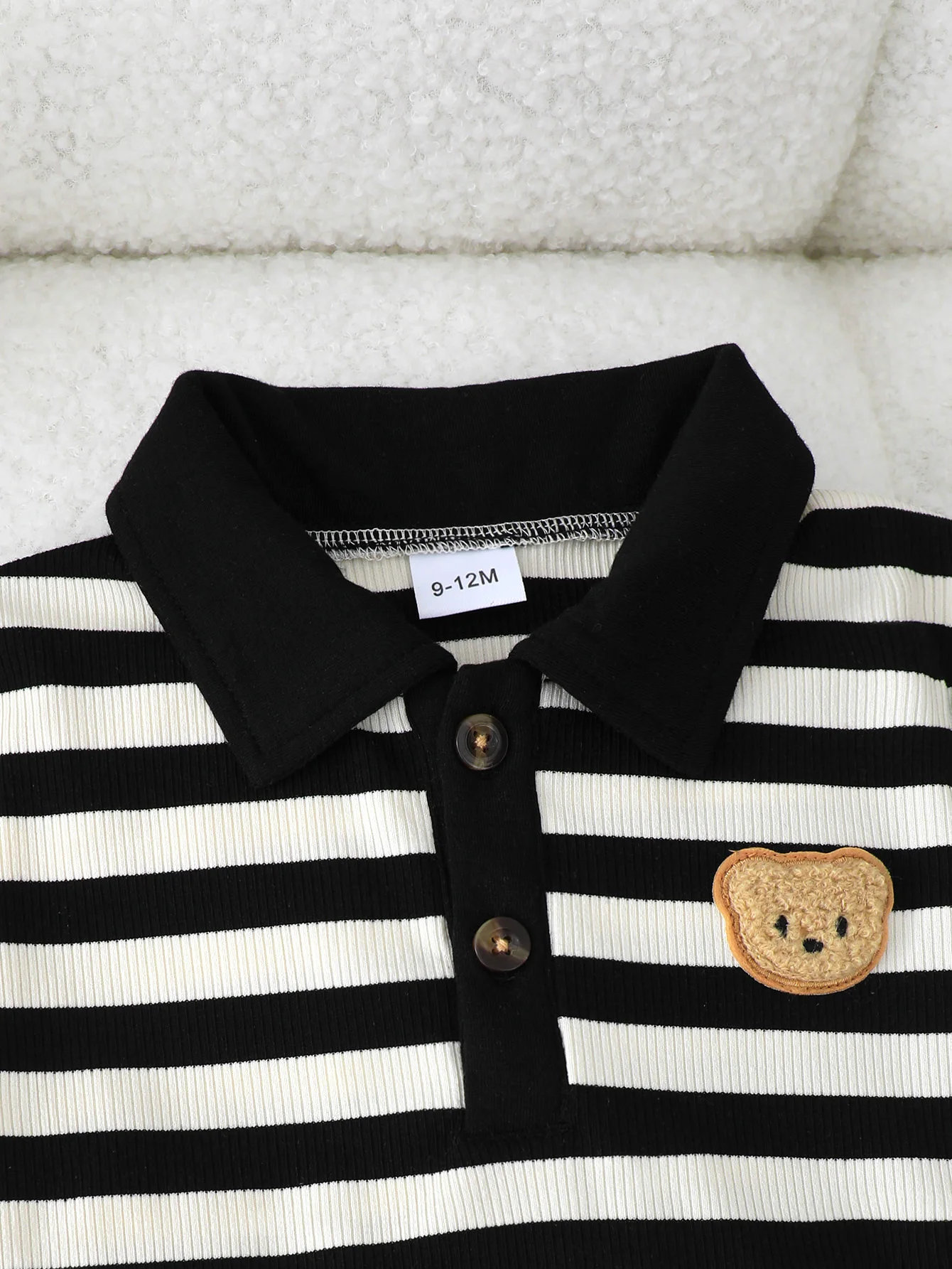 0-3Y Summer male baby 2PCS little bear decoration fashion set lapel striped short sleeved top+casual shorts children's clothing 3