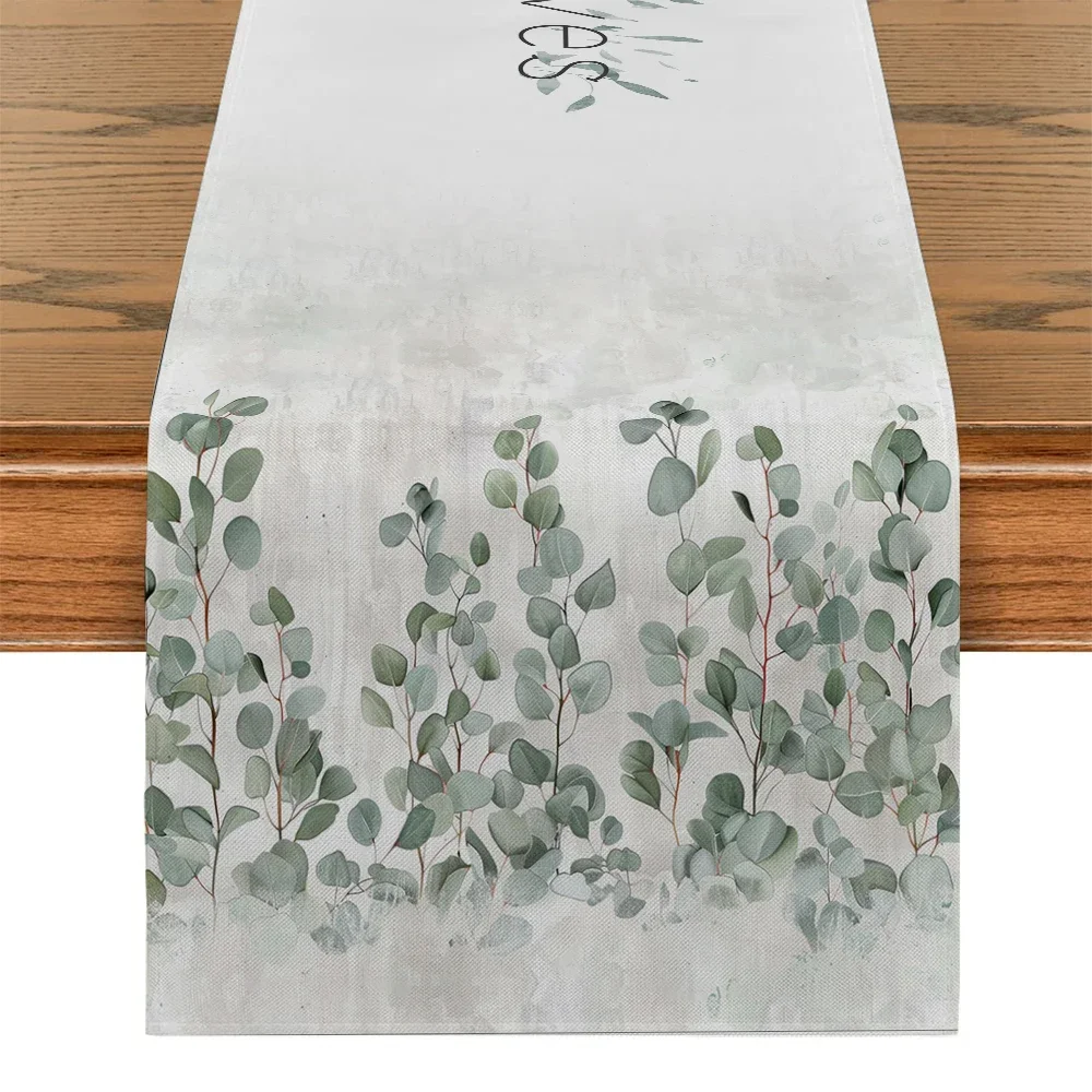 

Настольная дорожка с цветами, украшение для обеденного стола, кухонные принадлежности, напольная дорожка из эвкалипта акварелью, украшение Вечерние