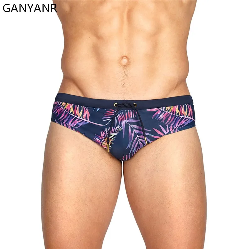 

GANYANR Swimwear Men Swim Briefs Swimming Trunks Sexy Swimsuit Sungas Homens Thong Bikini Beach Shorts Bathing Suit quick dry