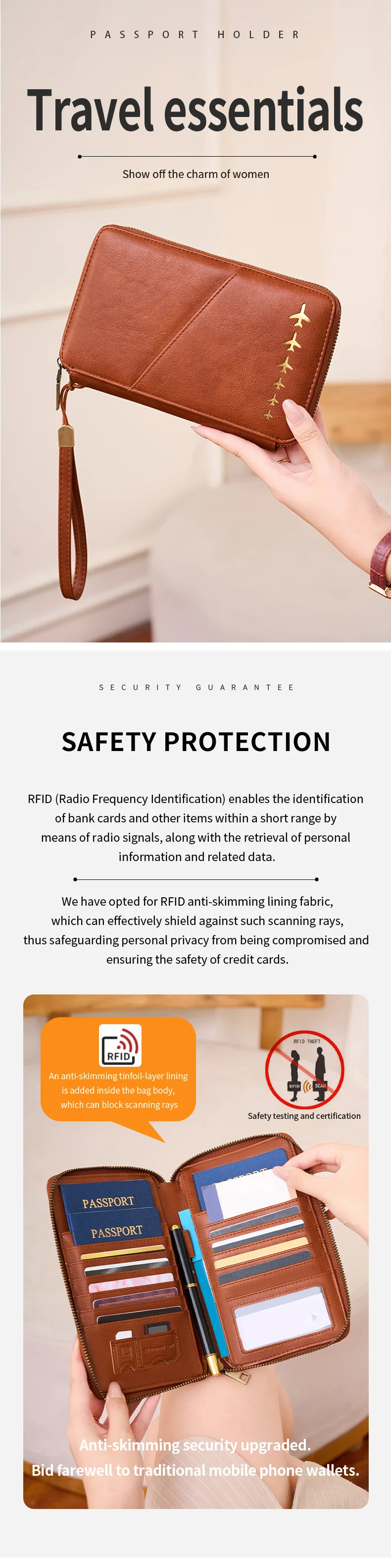 Rfid paspoorthouder van pu-leer voor reisdocumenten unisex_voghion.com