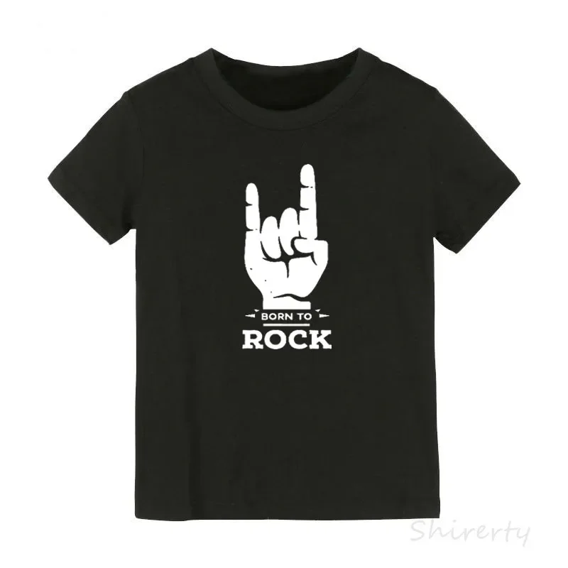 Born To Rock Kids T-Shirt Boys Girls Unisex Baby Clothes Cool Fashion Style Tops Children Summer Short Sleeve Graphic Tee Shirt 3