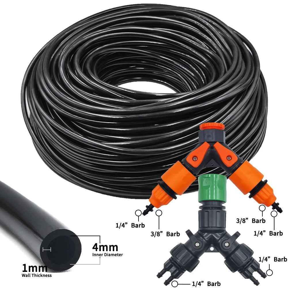 Drip Irrigation System 1/4'' Hose Adjustable 13CM Sprinkler Kit 4-Way Micro Watering Flow for Garden Flowers Vegetables 5