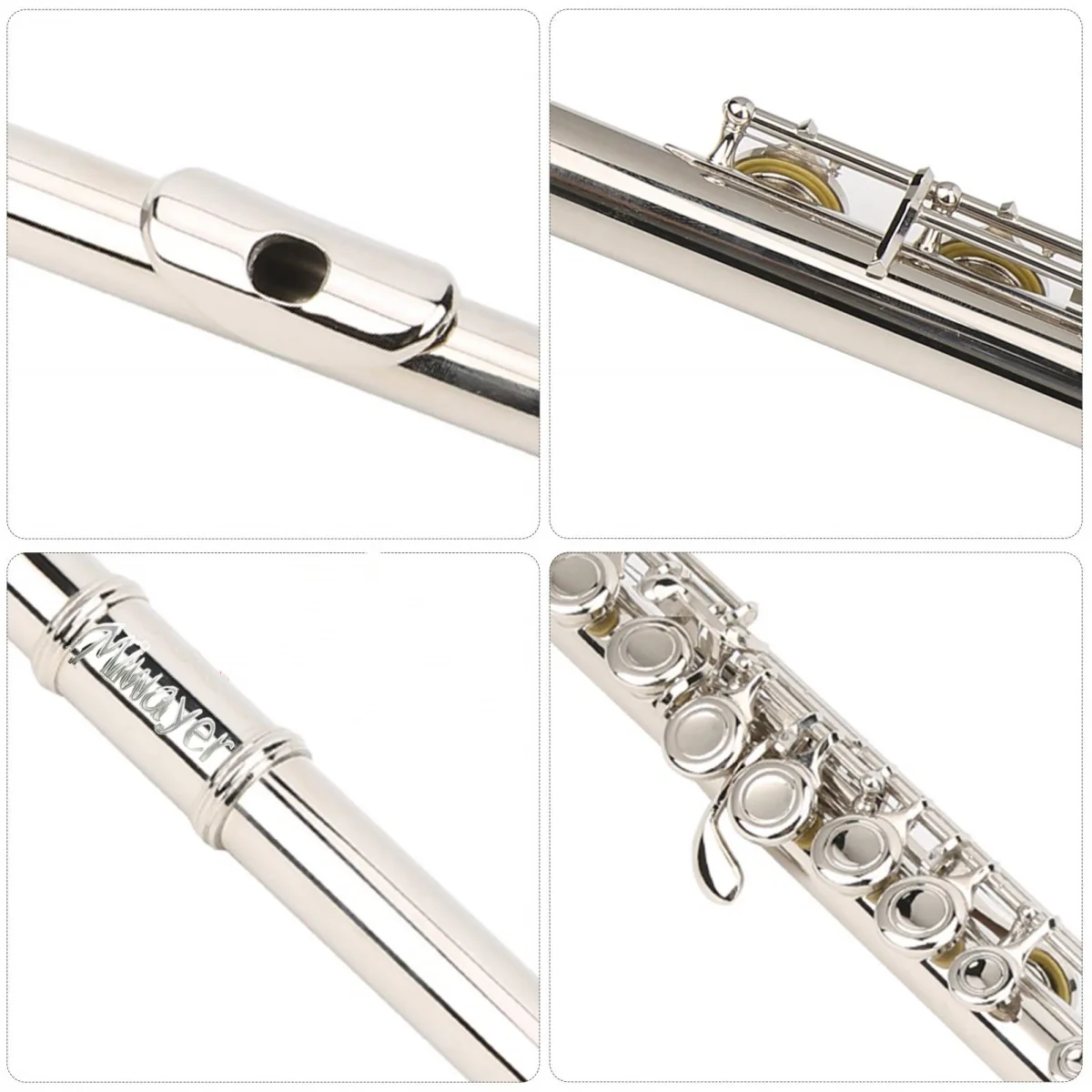 Miwayer 16 Closed Open Holes C Key Professional Transverse Flute Concert Musical Instrument with Box Cleaning Cloth Stick Glove woodwind flute