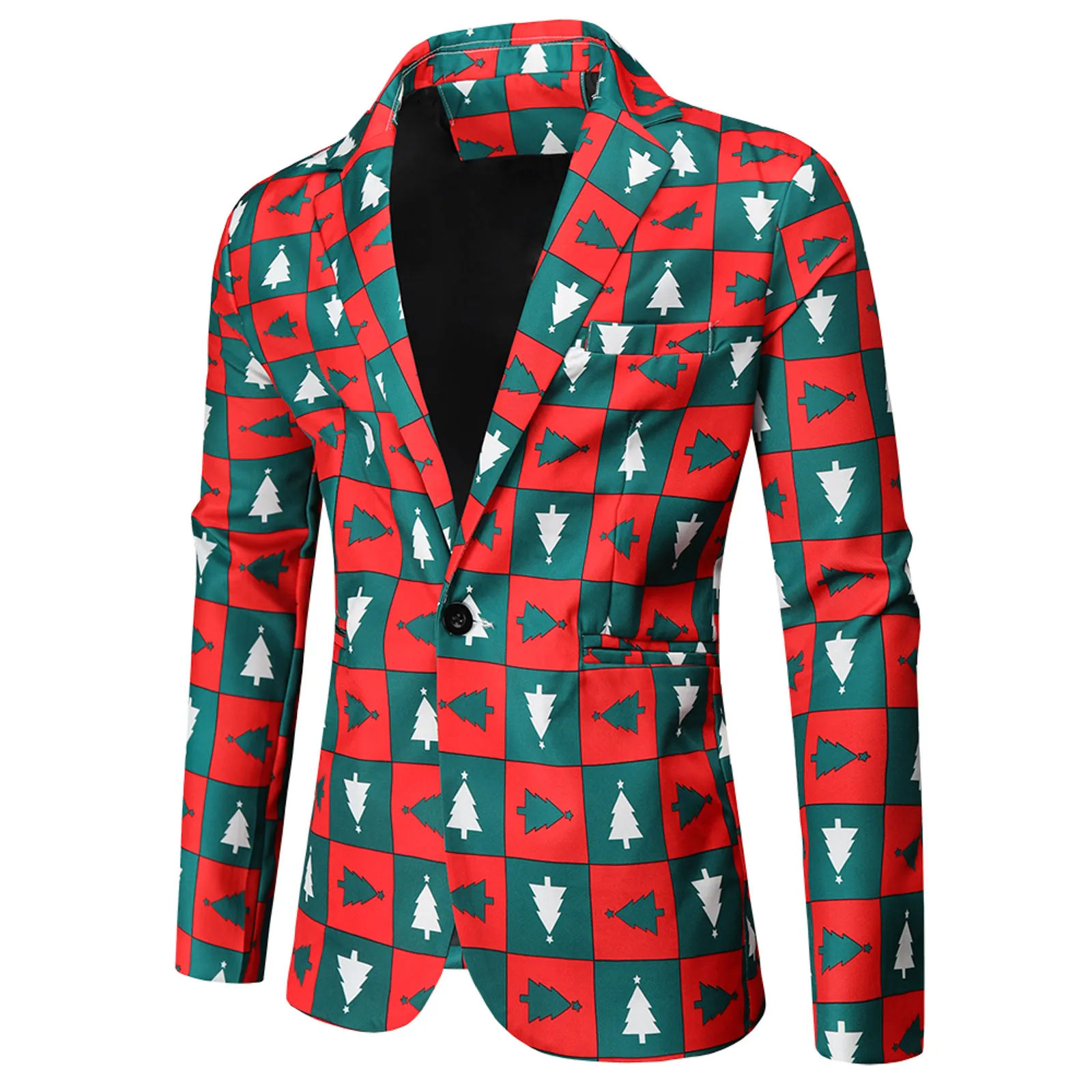 

Slim Fit Fashion Christmas Print Suit Men's Party Casual Coat Suit Buttons Blazer Jacket Blazers Costume