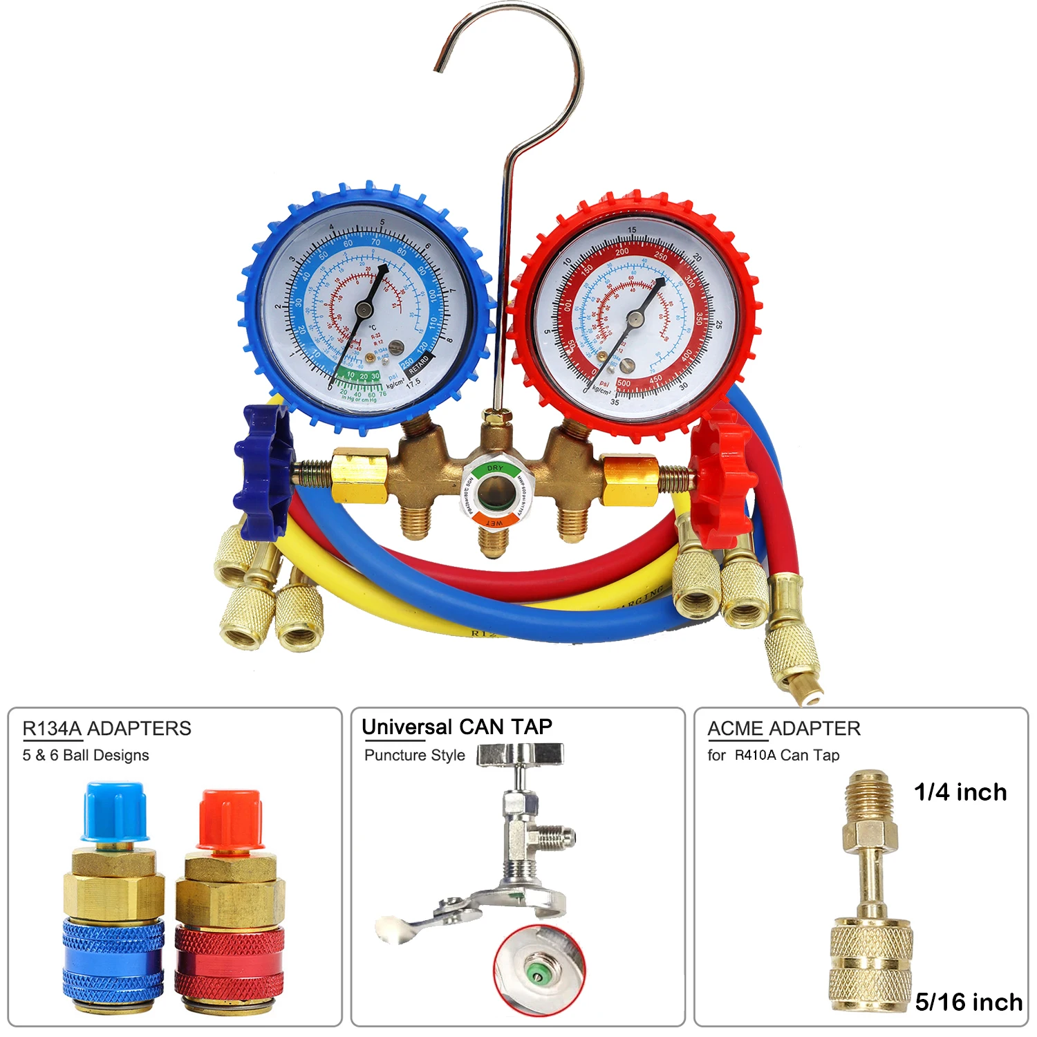 R134a R22 R12 R502 Refrigerant manifold meter set AC manifold meter set Refrigerant diagnostic meter set Air conditioning tool 6