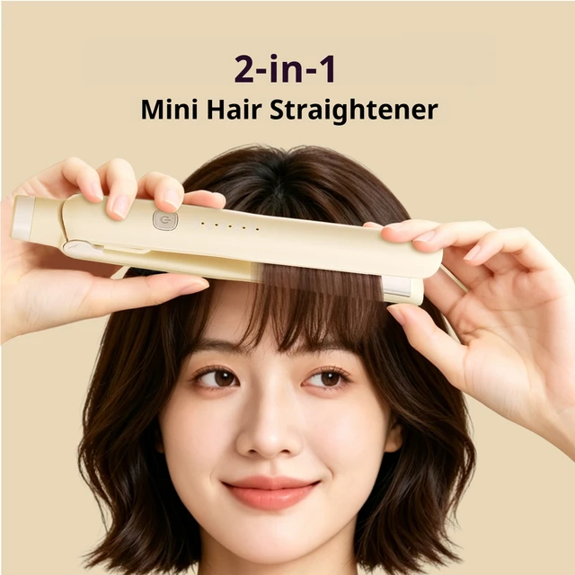 Lisseur et boucleur de cheveux portable 2 en 1, 100 millions d'ions négatifs, 3 couches anti-brûlure, faible puissance 26W, sûr pour les voyages 1