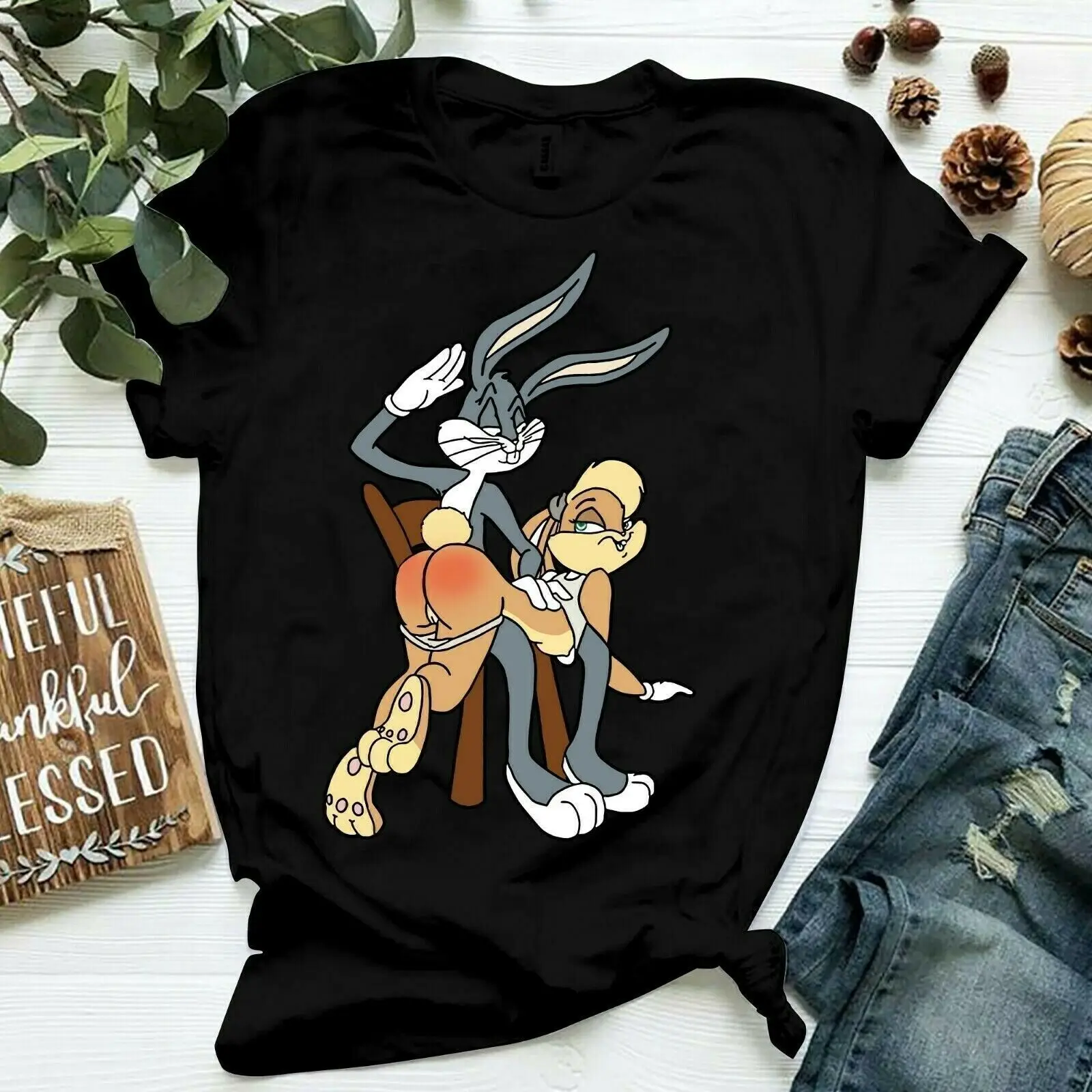 T-Shirt Bugs E Lola, Maglietta Looney Tunes Maglietta Da Donna Da Uomo Miglior Regalo Magliette Grafiche Economiche All'Ingrosso 2024 Streetwear