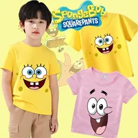 Cartoon Anime Baby Girls SpongeBob SquarePants Children's Top T-shirt Short Sleeved Boys Short Sleeved T-shirt Quick Drying 2