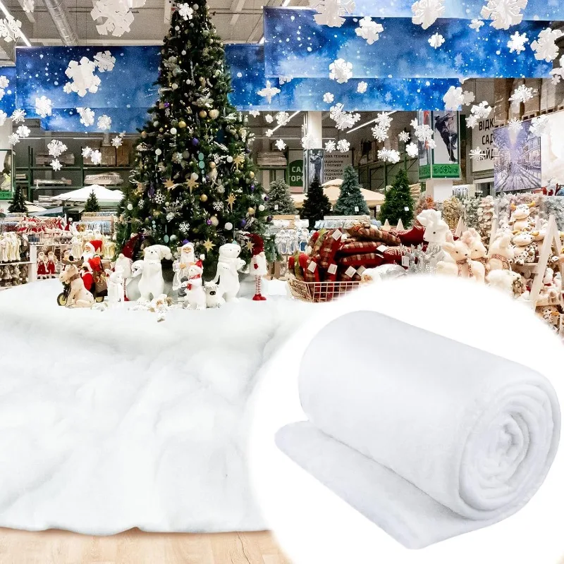 Künstlicher Schneeteppich Weihnachtsschneerolle Christbaum-Unterlage Dorf-Weihnachtsdekoration Winter-Deko Kunstschnee-Decke Weiche Baumwoll-Requisite – Detail 4