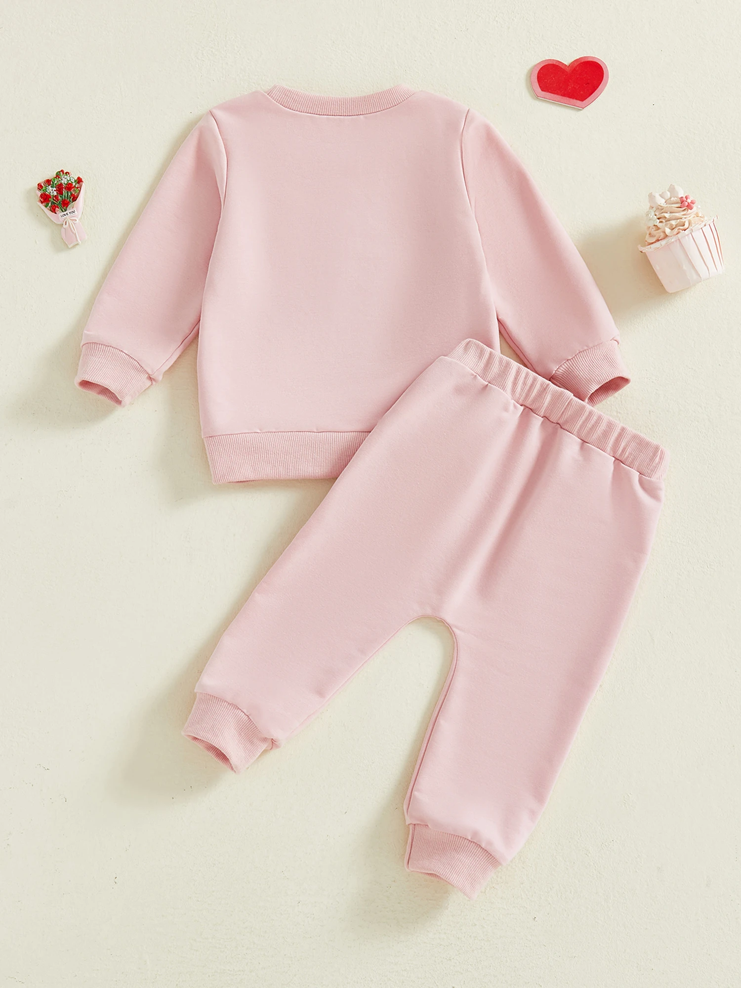 Infant Girl Valentine s Day Outfit Pink Heart Print Ruffle Sleeve Top and Leggings Set for Toddler Baby Girl 2 Pcs Set