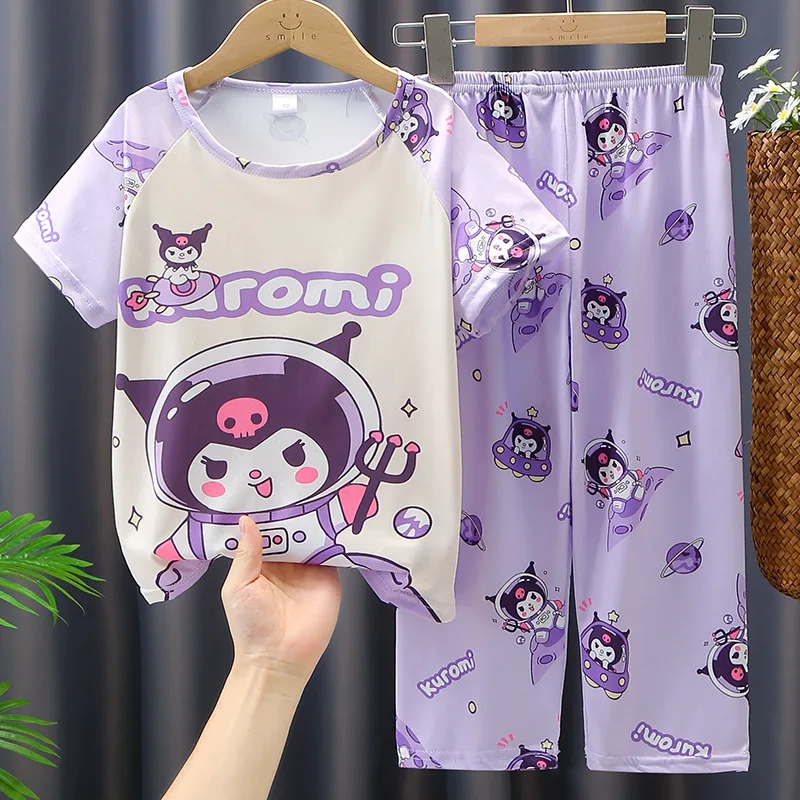 Anime kawaii pijama kuromis dětské pyžamo sada holčičky léto krátký rukáv kalhoty hubený loungewear kreslený domácí nést sada