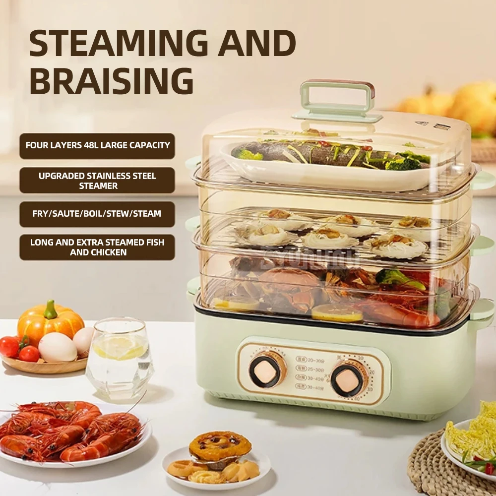 Version Double Knob Food Steamer Household Electric Steamer Three-layer Panela A Vapor Kitchen Cooking Machine ZG-17