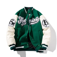 Winter Letter Baseball Jacket for Men & Women | Thick Warm American Varsity Jacket with Leather Sleeves | Hip Hop Patchwork Coat - Image 5