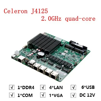 4 Lan 2.5G Lan Firewall Scheda Madre J4125 2.0Ghz Scheda Madre, Firewall Appliance Mini-Itx Scheda Madre Dc 12V Alimentatore