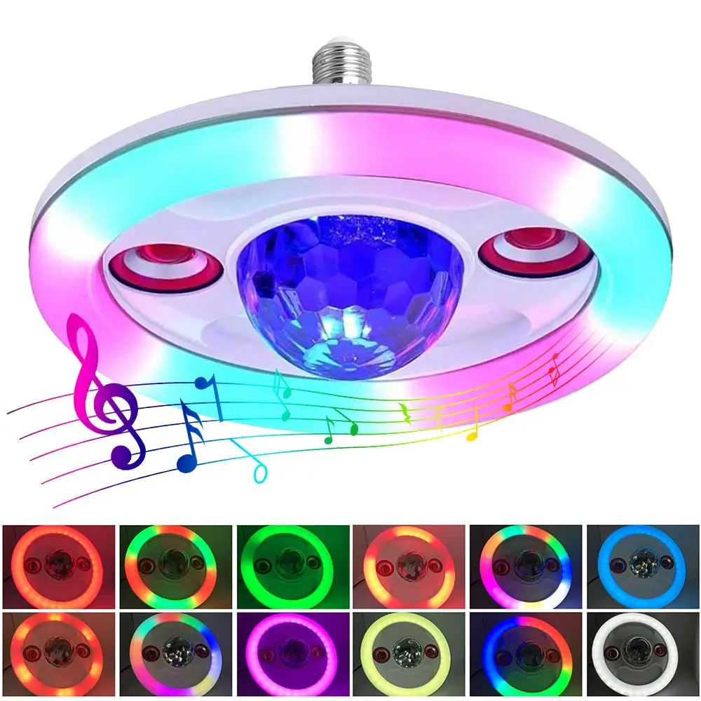 E27 LED Ceiling Colorful Lamp Home Lighting Wireless Bluetooth Speaker Lamp Music Light with Remote Control for Home Party