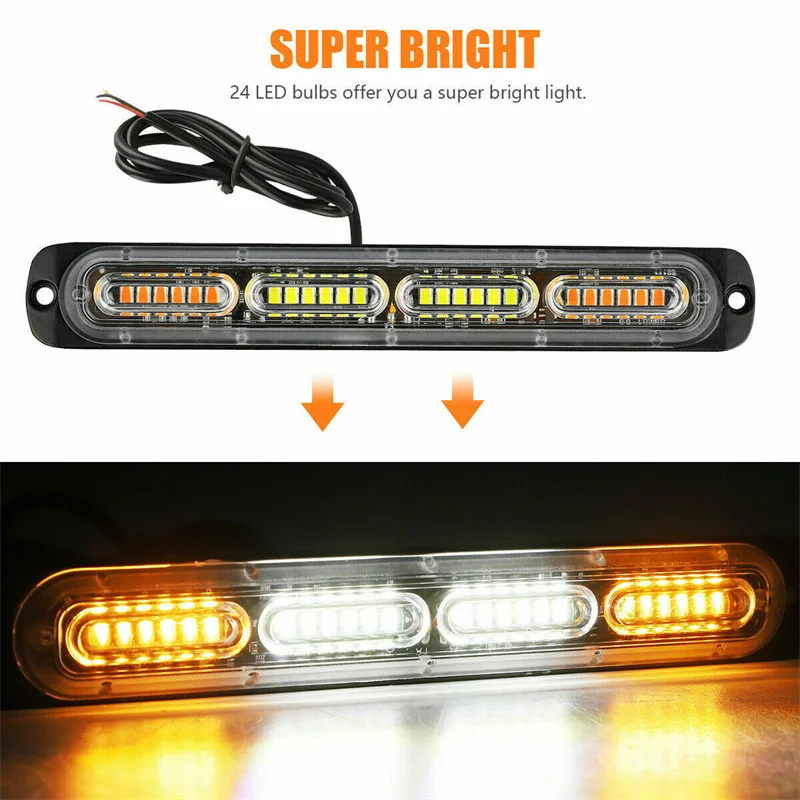 24led Car Strobe Warning Light Grill Flashing Breakdown Emergency Light