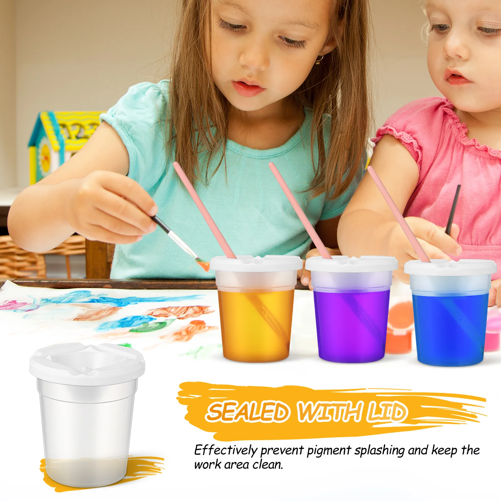 12 Pcs Paint Cups with Lids for Kids  No Spill Paint Cups for Acrylic Watercolor Painting Art Supplies Spill Proof Containers