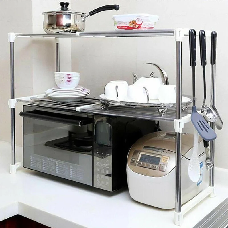 

Multifunctional Microwave Oven Stainless Steel Shelf Storage Rack Adjustable Independent Freedom Kitchen Organizer Wall Shelf