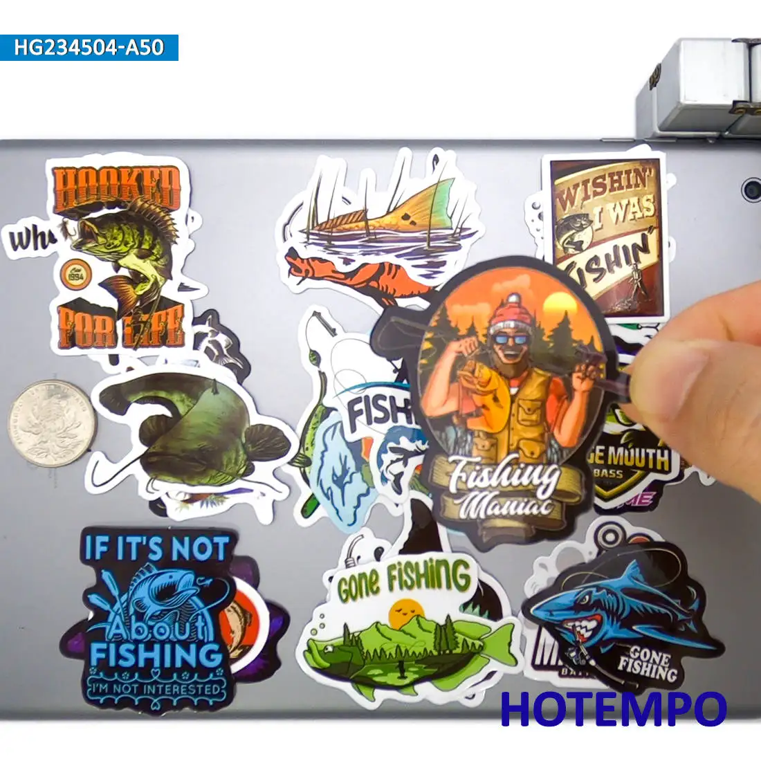 20/30/50 Stück, Fischer-Stil, Gehen Sie angeln Aufkleber, für Boote, Fischkiste, Gepäck, Scrapbook, Auto, Motorrad, Telefon, Laptop, Fahrrad, Helm, Gitarre, Aufkleber Spielzeug – Detail 4