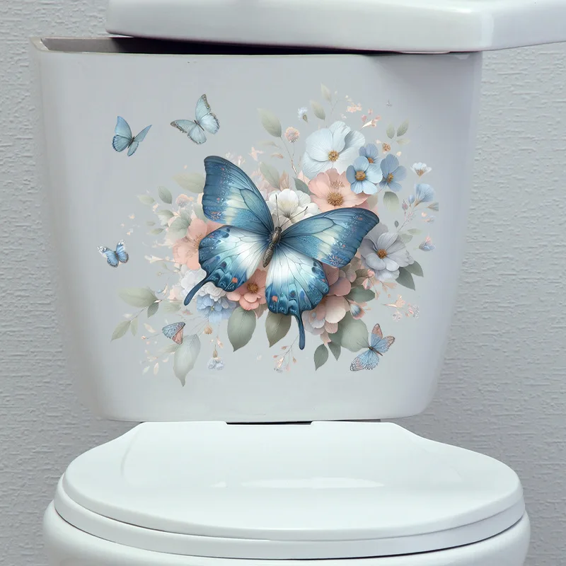 Funny Butterfly Toilet Stickers Waterproof Adhesive Decorative Vinyl Decals for Toilet Lid Wc Refrigerator Home Decoration