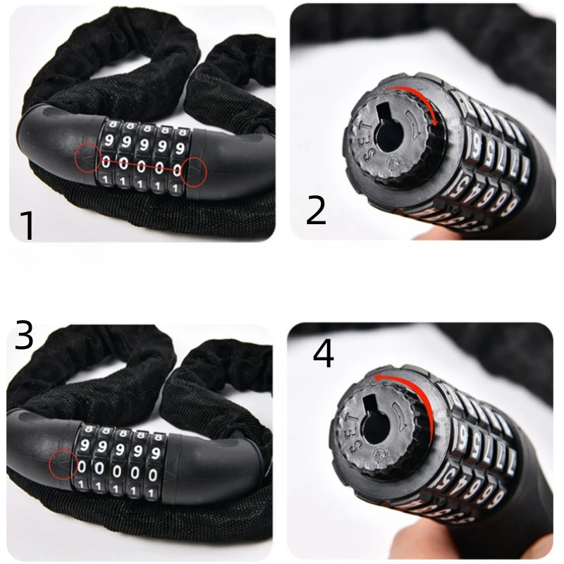 Motorcycle electric car combination lock chain lock bicycle anti-theft lock portable chain lock mountain bike bicycle locks_voghion.com