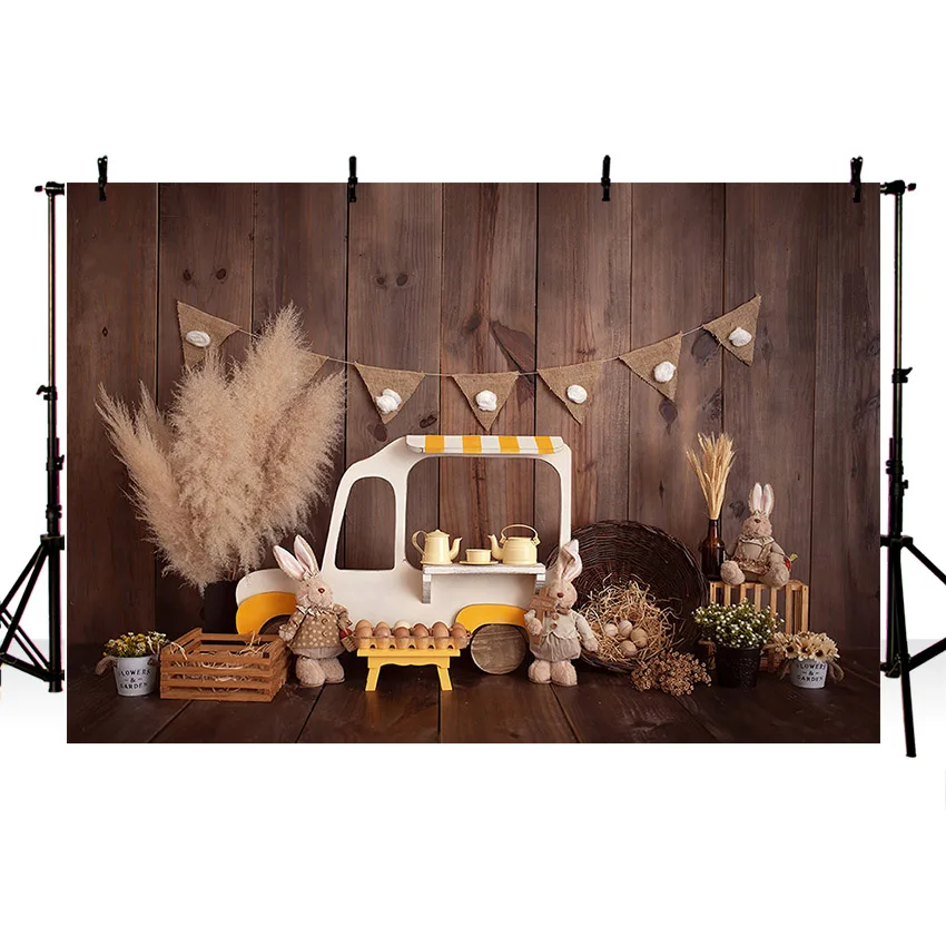 Mehofond Photography Background Spring Easter Bunny Eggs Boho Pampas Kids Birthday Party Portrait Decor Backdrops Photo Studio