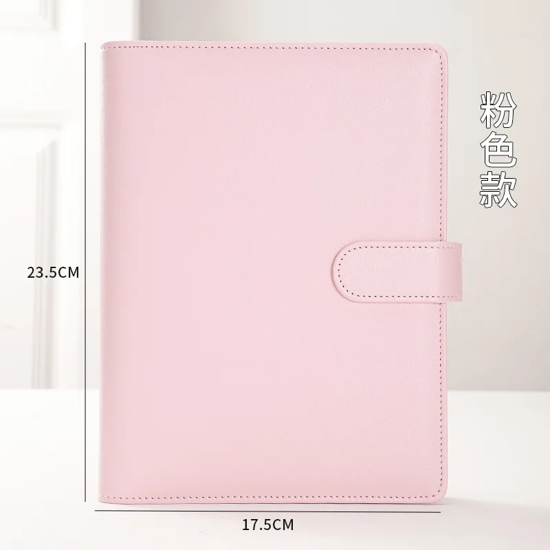 Compact PU Leather Binder Wallet with Magnetic Closure, Refillable 6-Ring Planner Cover